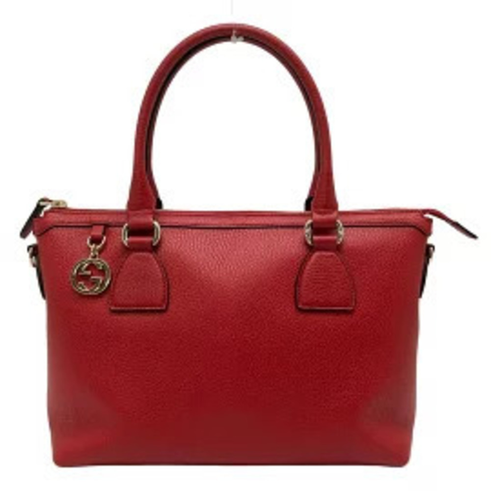 Gucci Dollar Calfskin GG Charm Satchel interlocking G logo dangling